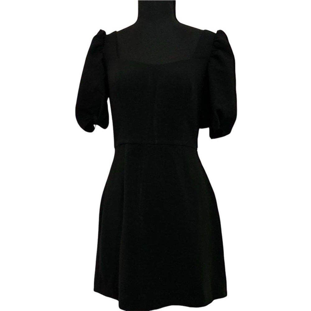 FRENCH CONNECTION women’s black whisper puff sleeve body con dress